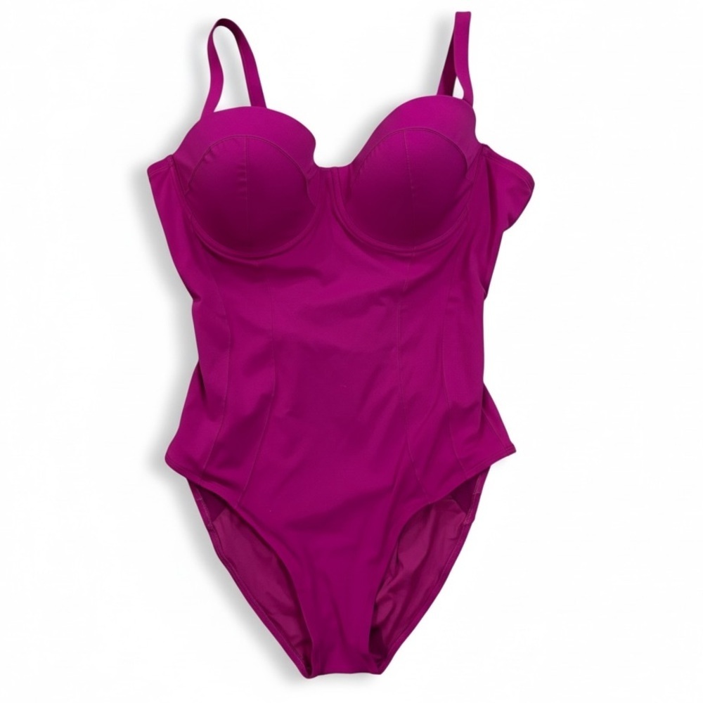 TA3 Brazilian Bombshell One Piece Swimsuit Waist Cinching Magenta Size 3XL D/DD